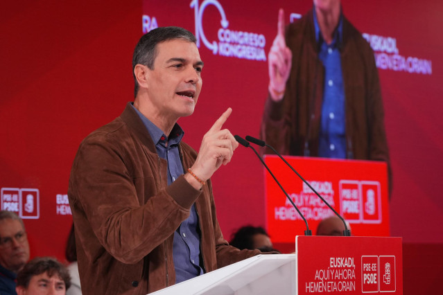El presidente del Gobierno, Pedro Sánchez, en el X Congreso del PSE-EE en San Sebastián.