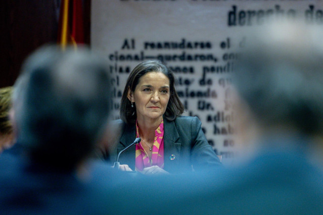La exministra de Industria, Comercio y Turismo y portavoz del PSOE en el Ayuntamiento de Madrid, Reyes Maroto, comparece ante la comisión de investigación sobre el ‘caso Koldo’, en el Senado, a 29 de enero de 2025, en Madrid (España).