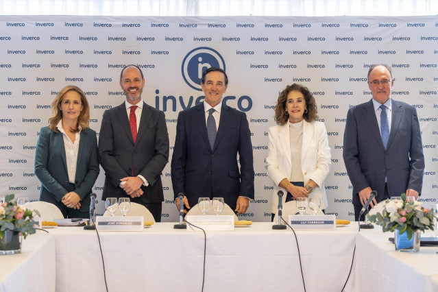 Plana mayor de Inverco encabezada por su presidente, Ángel Martínez-Aldama, en el Hotel Intercontinental (Madrid) España, a 18 de febrero de 2025.