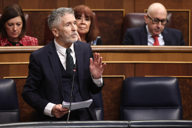 El ministro del interior, Fernando Grande-Marlaska, durante un pleno en el Congreso de los Diputados