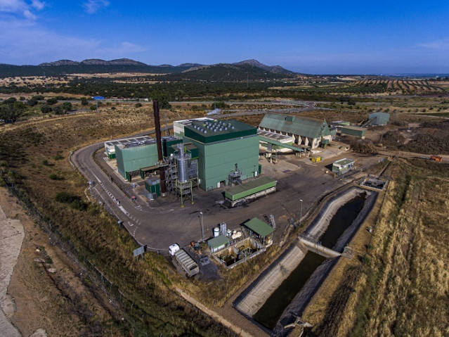 Archivo - Planta de Magnon Green Energy, filial de energías renovables del grupo Ence, en Mérida, Extremadura (España)