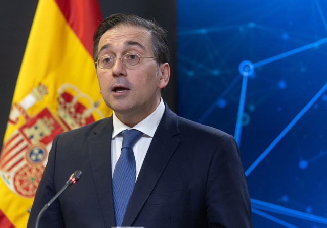 El ministro de Asuntos Exteriores, Unión Europea y Cooperación, José Manuel Albares, durante una rueda de prensa