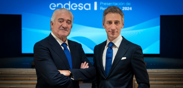 José Bogas, consejero delegado de Endesa (izq.) y Marco Palermo, director general Económico-Financiero (dcha.)