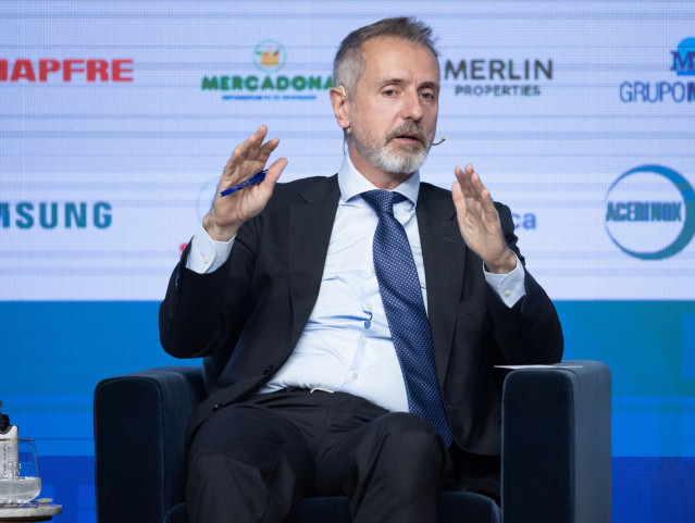 Archivo - El presidente de Indra, Marc Murtra, interviene durante el foro 'Generación de Oportunidades', en el Auditorio ‘El Beatriz Madrid’, a 6 de mayo de 2024, en Madrid (España).