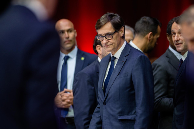 El president de la Generalitat, Salvador Illa, a su llegada a la cena oficial del MWC (Mobile World Congress) 2025, en el Museo Nacional d'Art de Catalunya, a 2 de marzo de 2025, en Barcelona, Catalunya (España)