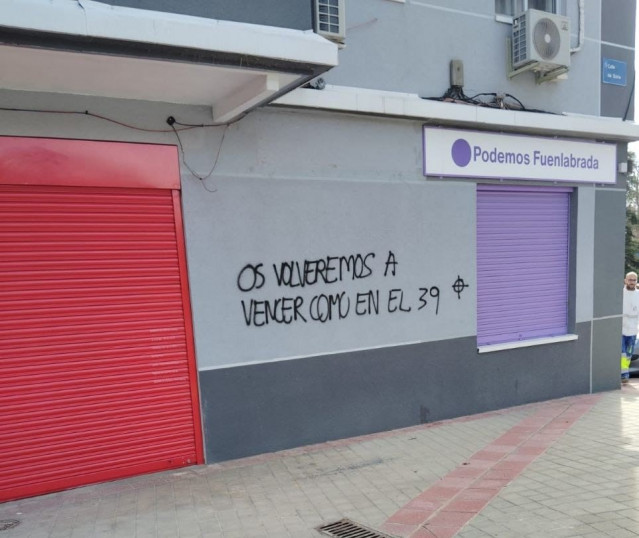 Vandalización de la sede de Podemos en Fuenlabrada