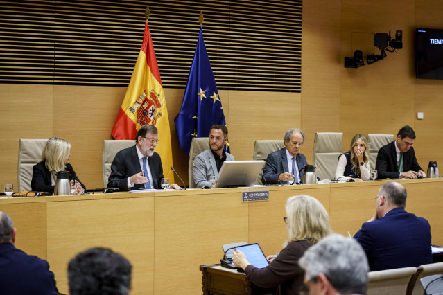 El expresidente Mariano Rajoy, compareciendo en la comisión de Investigación sobre la denominada 