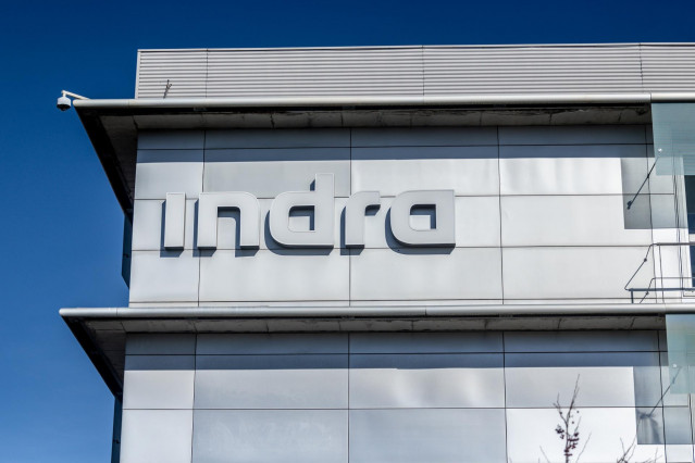 Fachada de la sede de Indra, a 5 de febrero de 2025, en Madrid (España).