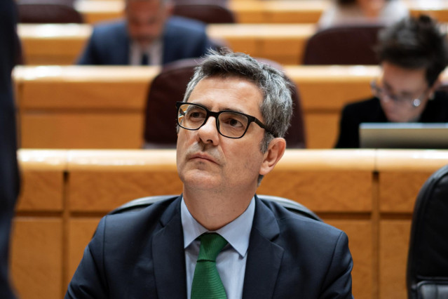 El ministro de Presidencia, Justicia y Relaciones con las Cortes, Félix Bolaños, durante una sesión de control en el Senado, a 11 de marzo de 2025, en Madrid (España).