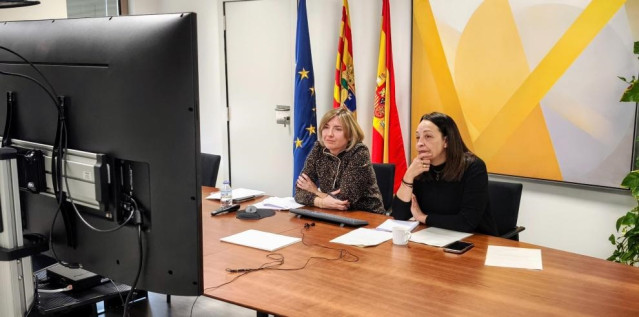 La consejera de Bienestar Social y Familia del Gobierno de Aragón, Carmen Susín. Y la directora general de Inclusión Social y Voluntariado, María Charte, han participado en la Sectorial presidida por la ministta Elma Saiz.