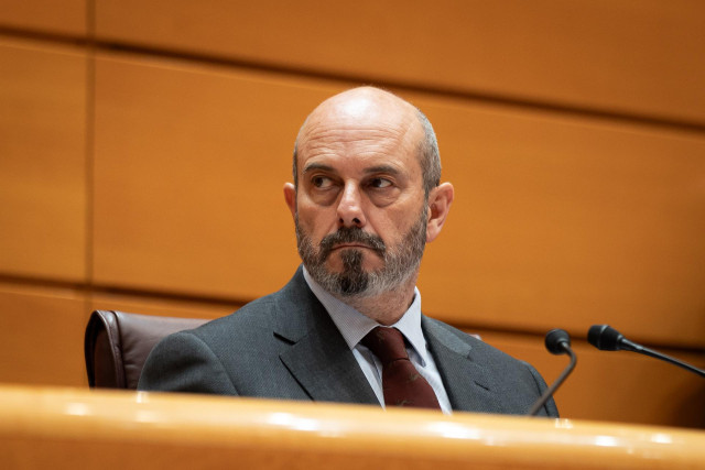 El presidente del Senado, Pedro Rollán, durante una sesión de control en el Senado, a 11 de marzo de 2025, en Madrid (España).
