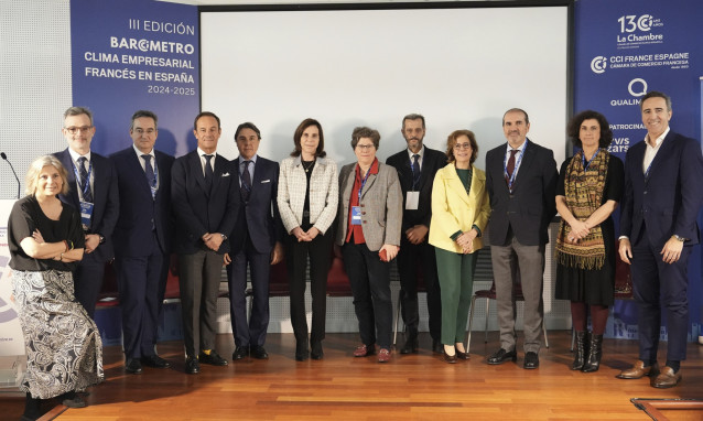 Presentación de la tercera edición del 'Barómetro del Clima Empresarial Español', realizado por la consultora Qualimetrie en colaboración con las cámaras de comercio Francesa y Franco-Española instaladas en España.