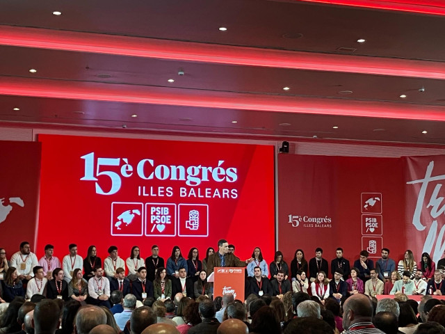 El presidente del Gobierno, Pedro Sánchez, durante su intervención en el XV Congreso del PSIB.