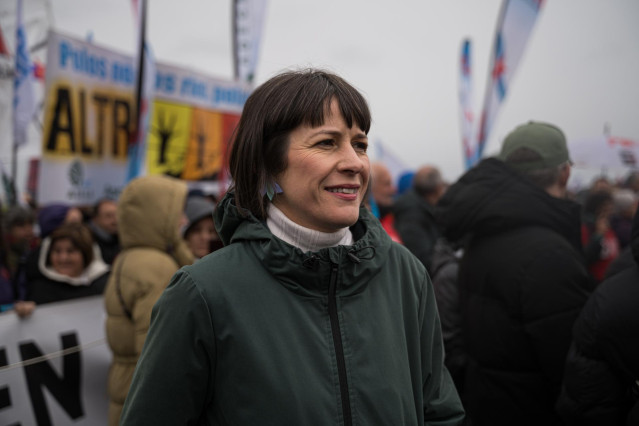 La portavoz nacional del BNG, Ana Pontón, durante una manifestación contra Altri