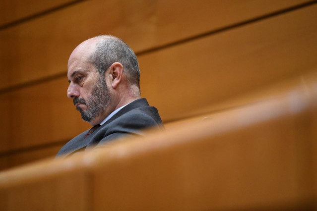 El presidente del Senado Pedro Rollán, durante una sesión de control al Gobierno, en el Senado, a 18 de marzo de 2025, en Madrid (España).