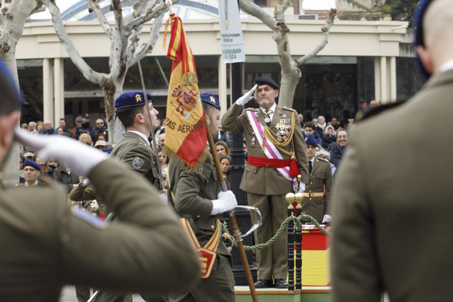 Archivo - Soldados durante el desfile conmemorativo del 50 aniversario del batallón de helicópteros de maniobra, Bhelma III, en el Paseo del Espolón de Logroño, a 26 de enero de 2025, en Logroño, La Rioja (España).