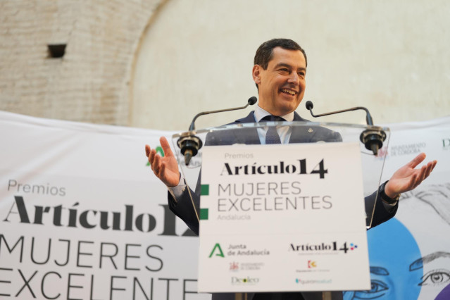 El presidente de la Junta de Andalucía, Juanma Moreno, este jueves en Córdoba