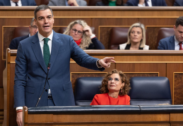 El presidente del Gobierno, Pedro Sánchez, interviene durante una sesión de control al Gobierno de esta semana.