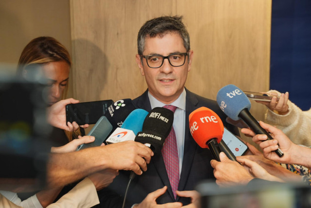El ministro de la Presidencia, Justicia y Relaciones con las Cortes, Félix Bolaños, durante el acto de clausura de  las XXIII Jornadas de Presidentes/as de audiencias provinciales, a 28 de marzo de 2025, en Las Palmas de Gran Canaria.