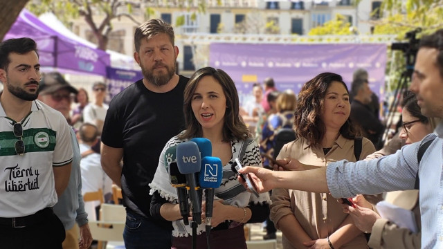 La secretaria general de Podemos, Ione Belarra, este sábado en Málaga.