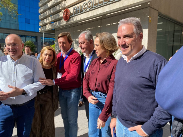 La secretaria general del PP, Cuca Gamarra, este sábado en Sevilla, con motivo de la inauguración de la 27 Interparlamentaria del PP