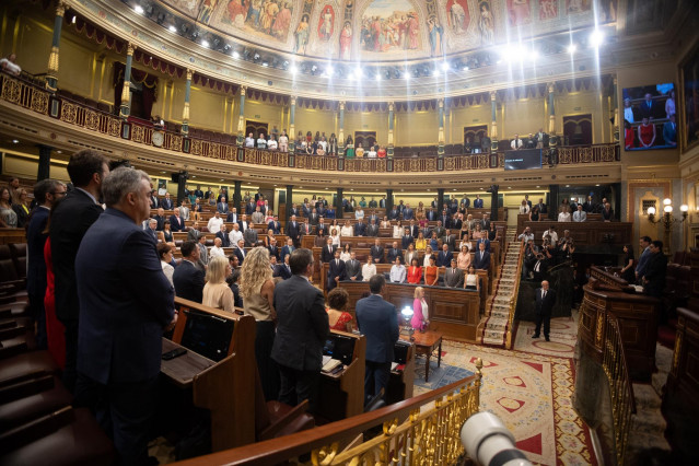Archivo - Minuto de silencio en el Congreso de los Diputados, a 17 de julio de 2024, en Madrid (España).