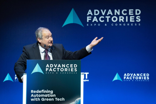 El ministro Jordi Hereu inaugura el Plant Manager's Summit del Industry 4.0 Congress, en Fira de Barcelona, a 10 de abril de 2025, en L’Hospitalet de Llobregat, Barcelona, Cataluña (España). Advanced Factories 2025, el evento líder en automatización y rob