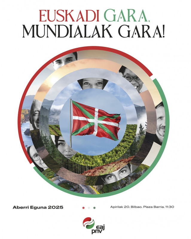 Cartel con el lema del Aberri Eguna que el PNV celebrará en Bilbao el 20 de abril