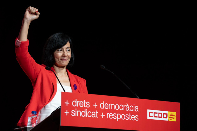 La nueva secretaria general de CCOO Catalunya, Belén López, durante el 13 Congreso de CCOO de Catalunya.