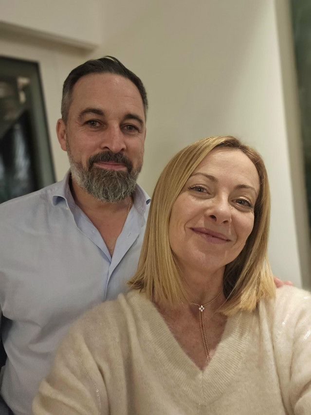 Santiago Abascal y Giorgia Meloni el 12 de abril de 2025 en Roma