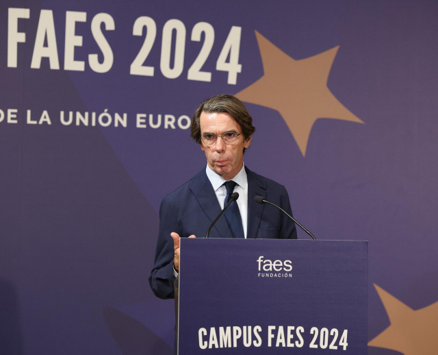 Archivo - El expresidente del Gobierno José María Aznar interviene durante la clausura del campus FAES ‘La renovación de la Unión Europea', en el Hotel Petit Palace Savoy Alfonso XII, a 26 de septiembre de 2024, en Madrid (España).