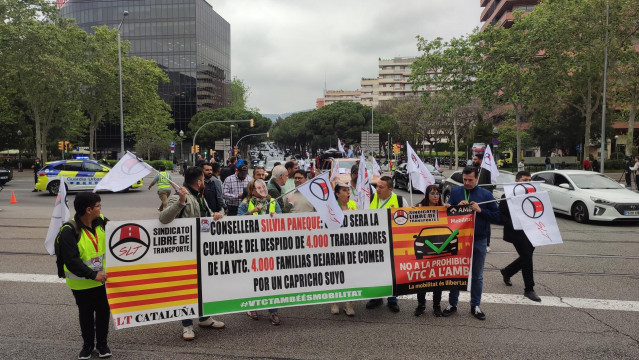 Pancarta de la manifestación de conductores de VTC.