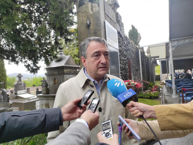 El presidente del PNV, Aitor Esteban, en Gernika