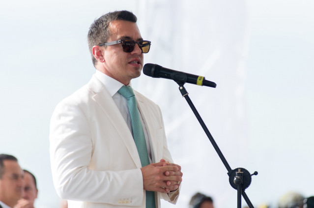 El presidente de Ecuador, Daniel Noboa, participa en la inauguración de las obras del muelle en Puerto Bolívar