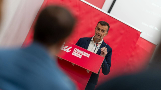 El coordinador federal de IU, Antonio Maíllo, durante su intervención en la Coordinadora Federal de la formación celebrada en Madrid.