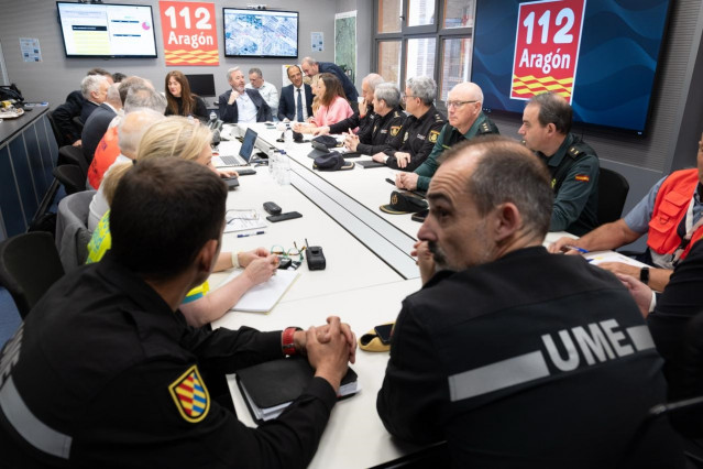 El presidente del Gobierno de Aragón, Jorge Azcón, preside el Cecopi.
