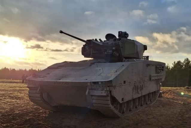 Archivo - Un blindado tipo ASCOD con una torreta modelo UT30 MK2 de la empresa israelí Elbit Systems