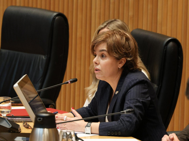 La exvicepresidenta del Gobierno Soraya Sáenz de Santamaría, ante la comisión del Congreso que investiga la 'Operación Cataluña'
