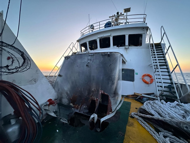 Estado de la Flotilla de la Libertad tras el ataque, a 2 de mayo de 2025, en Malta. Al menos tres españoles, dos catalanes y un vasco, viajan a bordo de la Flotilla de la Libertad, que ha denunciado este viernes que uno de sus barcos ha sido atacado 