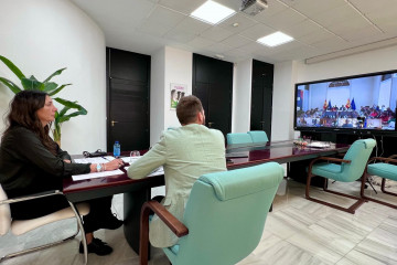 López participando por videoconferencia en la Conferencia Sectorial extraordinaria de Infancia y Adolescencia -. Firma: AHER .-