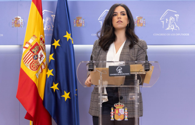 Archivo - La portavoz de VOX en el Congreso, Pepa Millán, durante una rueda de prensa anterior a la Junta de Portavoces, en el Congreso de los Diputados.