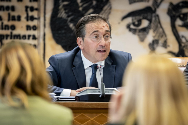 El ministro de Asuntos Exteriores, Unión Europea y Cooperación, José Manuel Albares, comparece ante la Comisión de Asuntos Exteriores, en el Senado, a 5 de mayo de 2025, en Madrid (España). Durante su comparecencia el ministro ha presentado la Estrategia