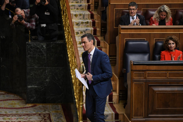 El presidente del Gobierno, Pedro Sánchez, durante una sesión plenaria, en el Congreso de los Diputados, a 7 de mayo de 2025, en Madrid (España).