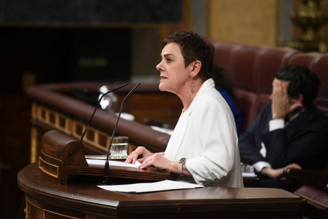 La portavoz de Eh Bildu en el Congreso, Mertxe Aizpurua, a 7 de mayo de 2025, en Madrid (España).