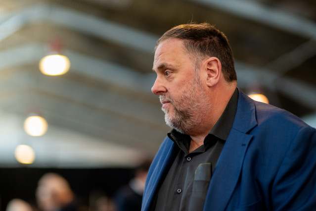 Archivo - El presidente de ERC, Oriol Junqueras, durante la clausura del 30º Congreso de Esquerra Republicana (ERC), en Nave Ca n'Oliveres, a 16 de marzo de 2025, en Martorell, Barcelona, Catalunya (España).
