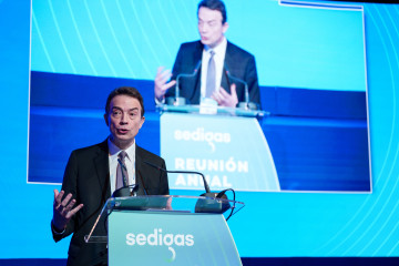 El CEO de Enagás, Arturo Gonzalo Aizpiri, interviene durante la reunión Anual de Sedigás, en el Palacio de Linares, a 8 de mayo de 2025, en Madrid (España). Bajo el lema ‘Gases Renovables, Energ