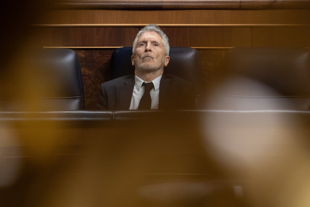 El ministro de Interior, Fernando Grande-Marlaska, durante una sesión de control al Gobierno en el Congreso de los Diputados