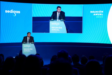 El presidente de Sedigás, Joan Batalla, interviene durante la reunión Anual de Sedigás, en el Palacio de Linares, a 8 de mayo de 2025, en Madrid (España). Bajo el lema ‘Gases Renovables, Energí