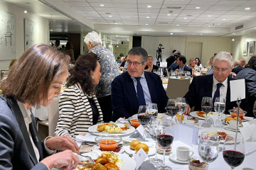 El portavoz del PSOE en el Congreso de los Diputados, Patxi López, durante el almuerzo informativo en el Club Siglo XXI, el 8 de mayo de 2025, en Madrid (España).