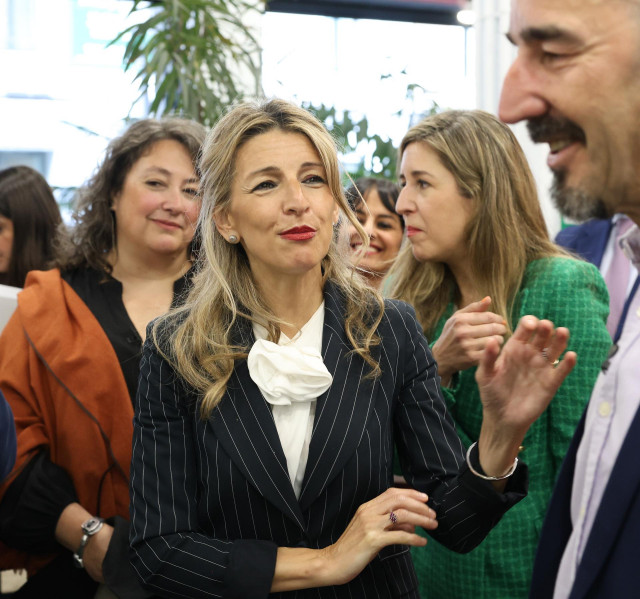 La vicepresidenta segunda y ministra de Trabajo y Economía Social, Yolanda Díaz, interviene en el evento 'El impacto de la nueva jornada laboral, avances y retos', en el espacio Taller de Ideas, a 9 de mayo de 2025, en Madrid (España). El acto ha sido org